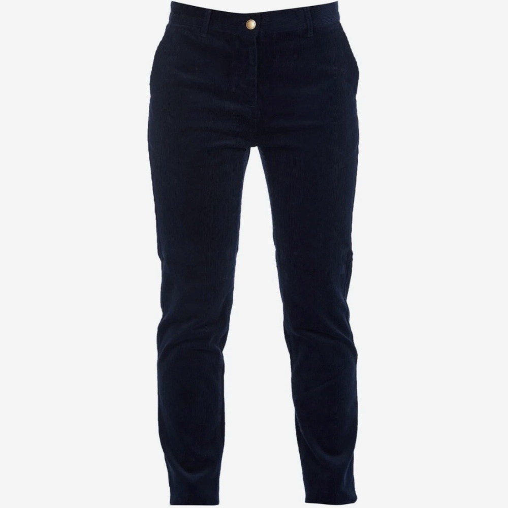 Barbour Navy Cotton Blend Corduroy Straight Leg Pants